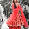 red anarkali suit