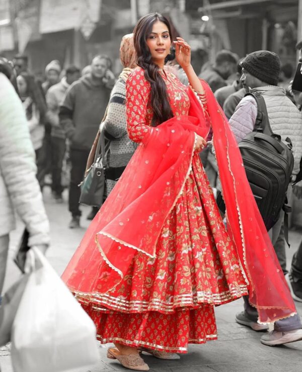 red anarkali suit